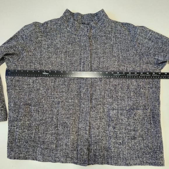 Eileen Fisher 1X Gray Tweed Zip Front Stand Collar Jacket Coat - Picture 6 of 12
